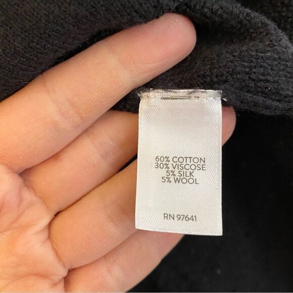 J. Jill black crew neck side slit button sleeve tunic sweater silk wool blend L - Picture 6 of 9